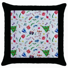 New Year Christmas Winter Throw Pillow Case (black) by Pakjumat