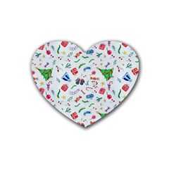 New Year Christmas Winter Rubber Heart Coaster (4 Pack) by Pakjumat