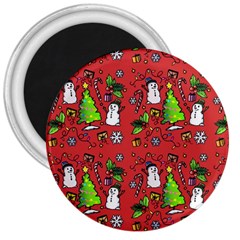 Santa Snowman Gift Holiday 3  Magnets by Pakjumat