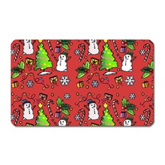 Santa Snowman Gift Holiday Magnet (rectangular) by Pakjumat