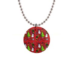 Santa Snowman Gift Holiday 1  Button Necklace by Pakjumat