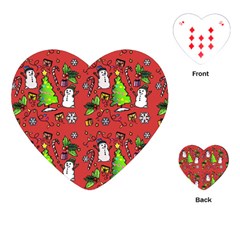 Santa Snowman Gift Holiday Playing Cards Single Design (heart) by Pakjumat