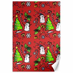 Santa Snowman Gift Holiday Canvas 20  X 30  by Pakjumat