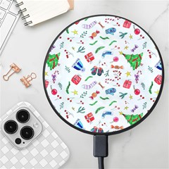 Illustration Christmas Pattern Wireless Fast Charger(black) by Pakjumat