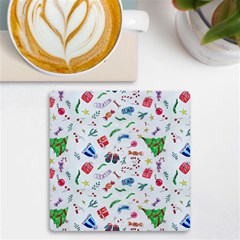 Illustration Christmas Pattern Uv Print Square Tile Coaster  by Pakjumat