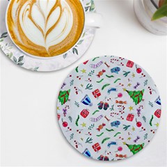 New Year Christmas Winter Uv Print Round Tile Coaster by Pakjumat