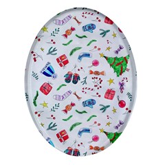 New Year Christmas Winter Oval Glass Fridge Magnet (4 Pack) by Pakjumat