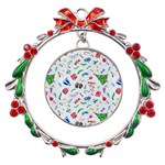 New Year Christmas Winter Metal X mas Wreath Ribbon Ornament Front