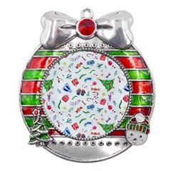 New Year Christmas Winter Metal X mas Ribbon With Red Crystal Round Ornament by Pakjumat