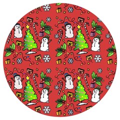 Santa Snowman Gift Holiday Round Trivet by Pakjumat