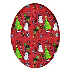 Santa Snowman Gift Holiday Oval Glass Fridge Magnet (4 Pack) by Pakjumat