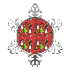 Santa Snowman Gift Holiday Metal Small Snowflake Ornament by Pakjumat