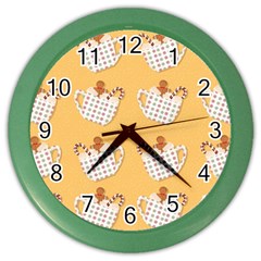 Christmas December Autumn Pattern Color Wall Clock by Pakjumat