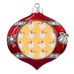 Christmas December Autumn Pattern Metal Snowflake And Bell Red Ornament by Pakjumat