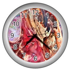 Marbling Blend  Wall Clock (silver) by kaleidomarblingart