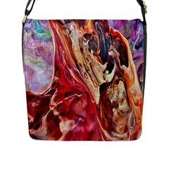 Marbling Blend  Flap Closure Messenger Bag (l) by kaleidomarblingart