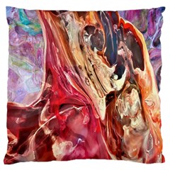 Marbling Blend  Large Premium Plush Fleece Cushion Case (one Side) by kaleidomarblingart