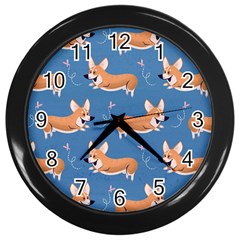 Corgi Patterns Wall Clock (black) by Amaryn4rt