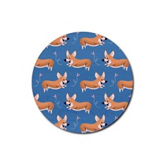 Corgi Patterns Rubber Coaster (round) by Amaryn4rt