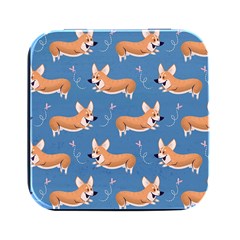 Corgi Patterns Square Metal Box (black) by Amaryn4rt