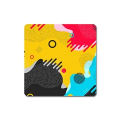 Abstract Colorful Pattern Shape Design Background Square Magnet by Amaryn4rt