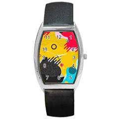 Abstract Colorful Pattern Shape Design Background Barrel Style Metal Watch