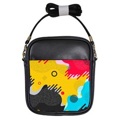 Abstract Colorful Pattern Shape Design Background Girls Sling Bag by Amaryn4rt