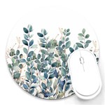 Green and Gold Eucalyptus Leaf Round Mousepad Front