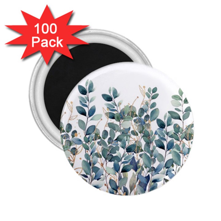 Green and Gold Eucalyptus Leaf 2.25  Magnets (100 pack) 