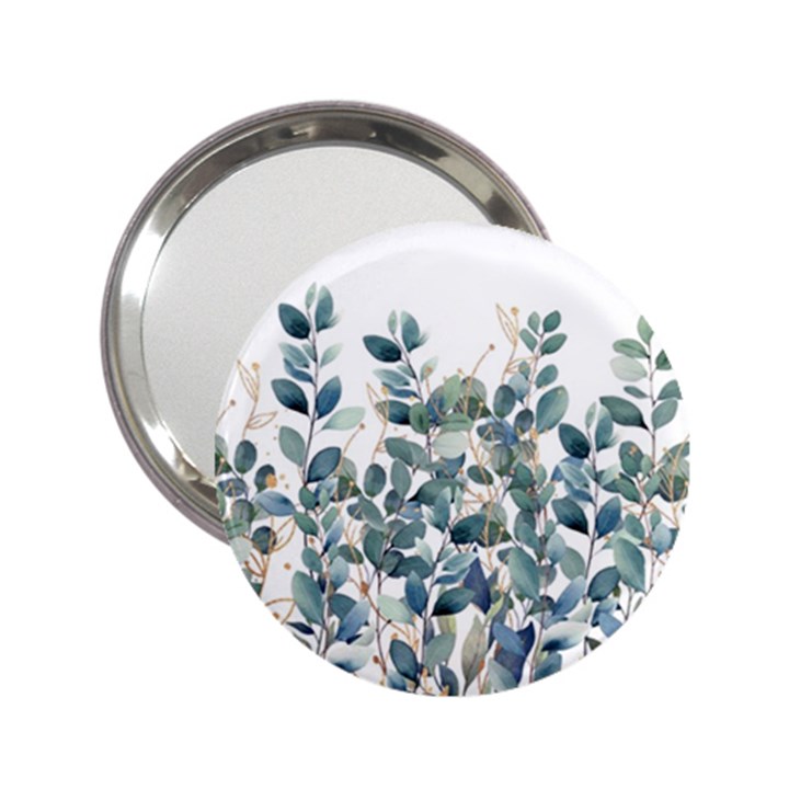 Green and Gold Eucalyptus Leaf 2.25  Handbag Mirrors