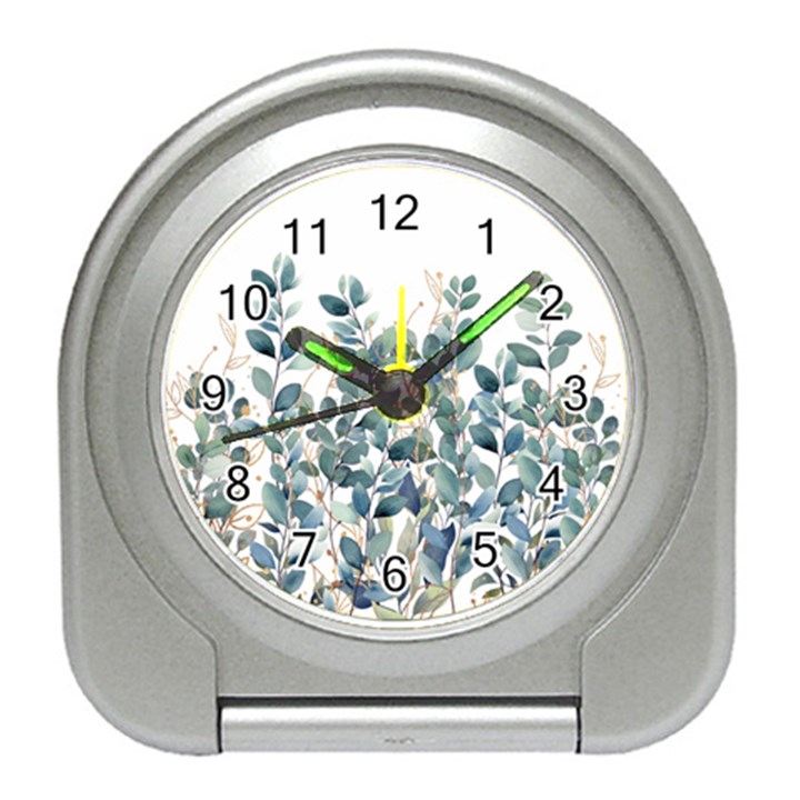 Green and Gold Eucalyptus Leaf Travel Alarm Clock