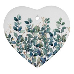 Green And Gold Eucalyptus Leaf Heart Ornament (two Sides) by Jack14