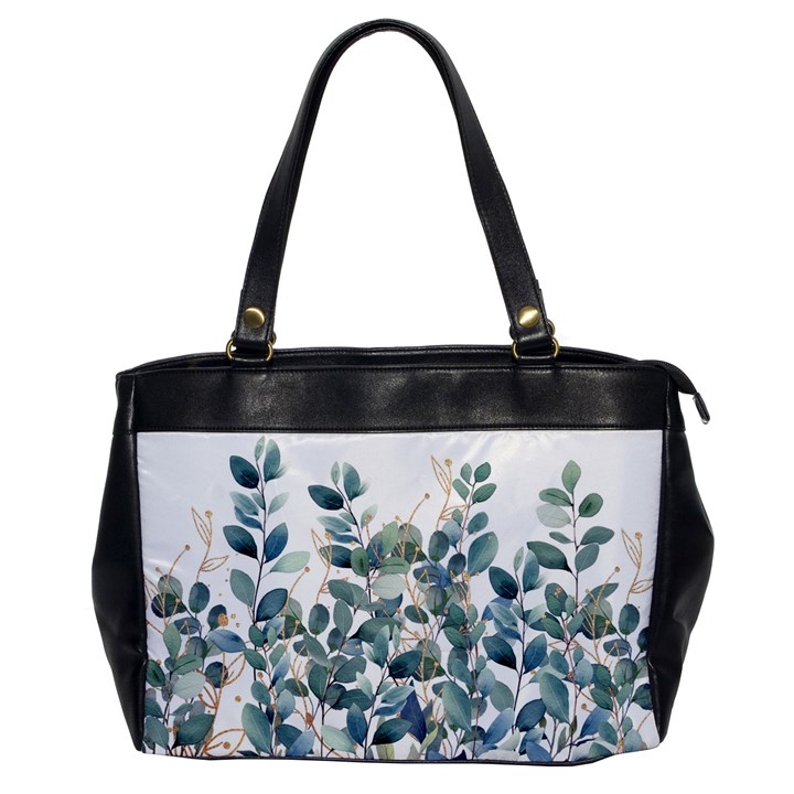 Green and Gold Eucalyptus Leaf Oversize Office Handbag