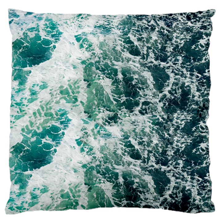 Blue Ocean Waves Large Cushion Case (Two Sides)