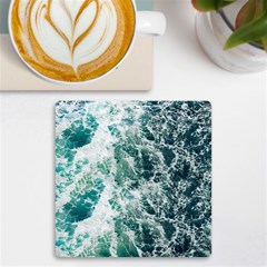 Blue Ocean Waves Uv Print Square Tile Coaster  by Jack14