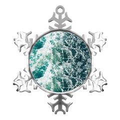 Blue Ocean Waves Metal Small Snowflake Ornament by Jack14