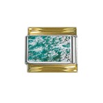 Blue Ocean Waves 2 Gold Trim Italian Charm (9mm) Front