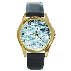 Ocean Wave Round Gold Metal Watch by Jack14