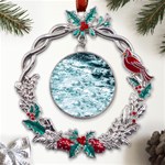 Ocean Wave Metal X mas Wreath Holly leaf Ornament Front