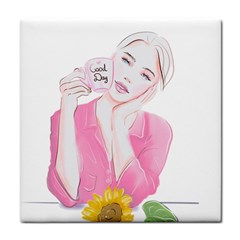 Girl Pink Tile Coaster by SychEva