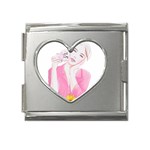 Girl Pink Mega Link Heart Italian Charm (18mm) Front