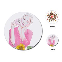 Girl Pink Playing Cards Single Design (round) by SychEva