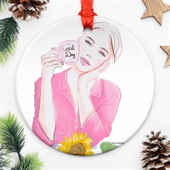 Girl Pink Round Ornament (two Sides) by SychEva