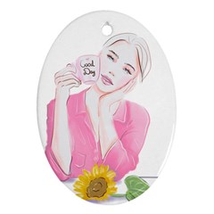 Girl Pink Oval Ornament (two Sides) by SychEva