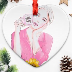 Girl Pink Heart Ornament (two Sides) by SychEva