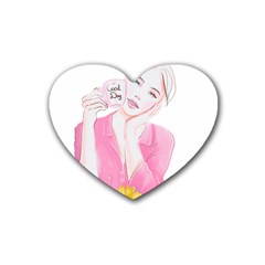 Girl Pink Rubber Heart Coaster (4 Pack) by SychEva