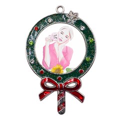 Girl Pink Metal X mas Lollipop With Crystal Ornament by SychEva