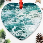 Blue Crashing Ocean Wave Ornament (Heart) Front