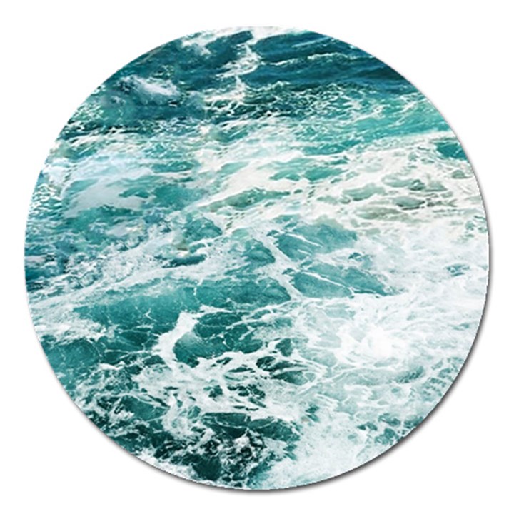 Blue Crashing Ocean Wave Magnet 5  (Round)