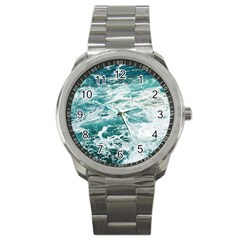 Blue Crashing Ocean Wave Sport Metal Watch by Jack14